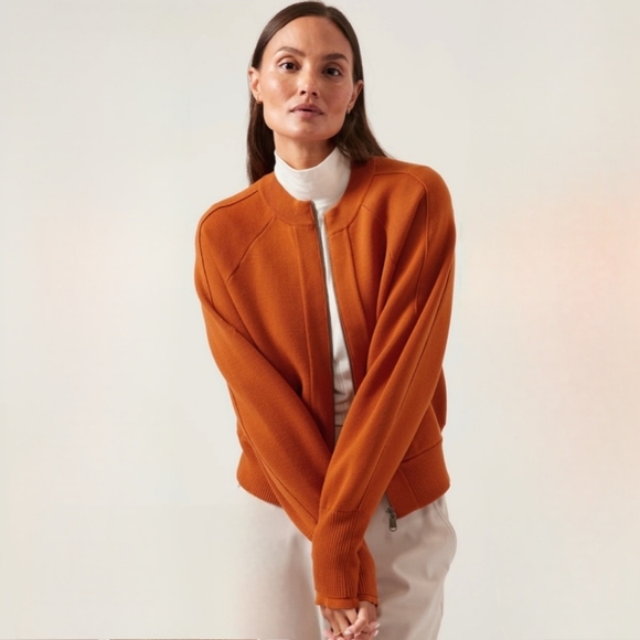 Athleta Foliage Orange Sequoia Sweater XL NWT - Picture 1 of 11